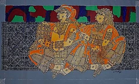 Seated Pair in Amber by G Raman, 2008