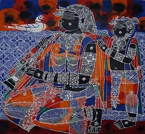 Companions in Saffron and Blue by G Raman, 2008