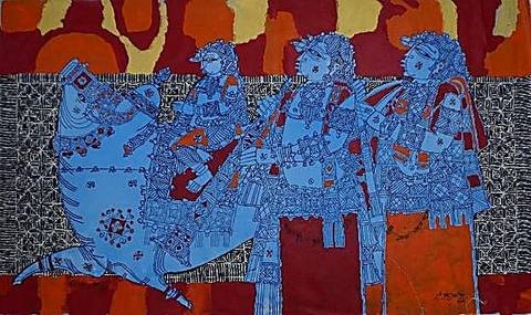 Blue Procession by G Raman, 2008