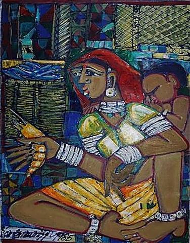 Woman in Reflection by M Suriyamoorthy, 1985